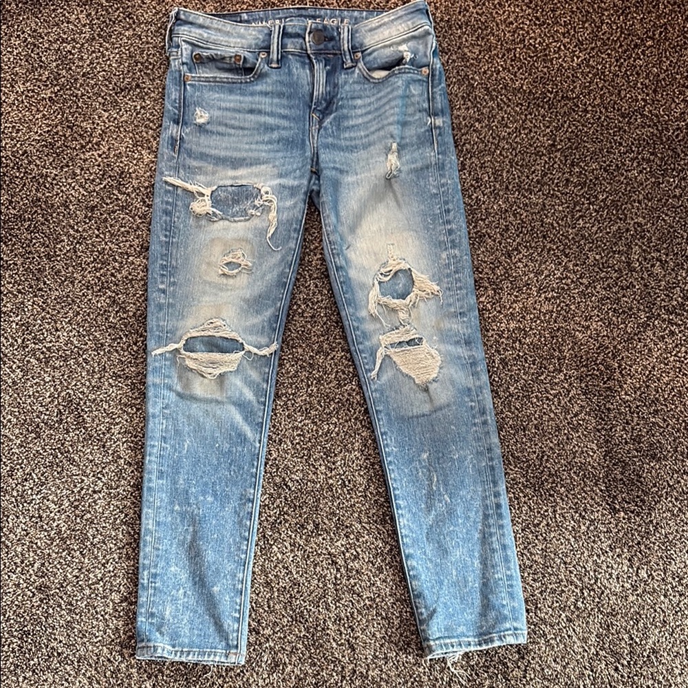 Distressed Blue Jeans